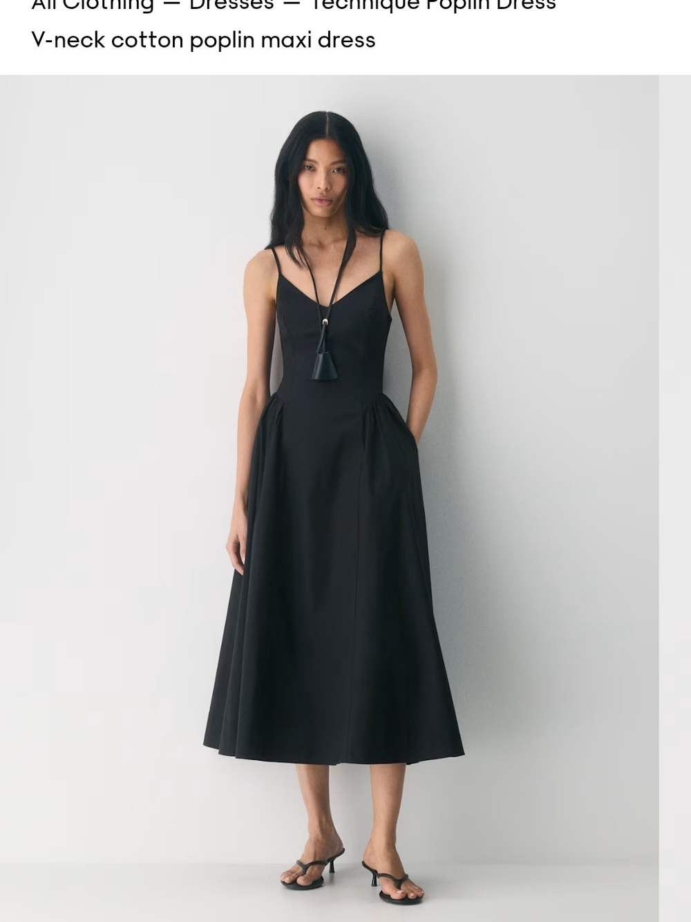Aritzia Black V-Neck Midi Dress NWT